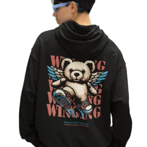 emroneel winging bear mens oversized hoodie black 01.webp